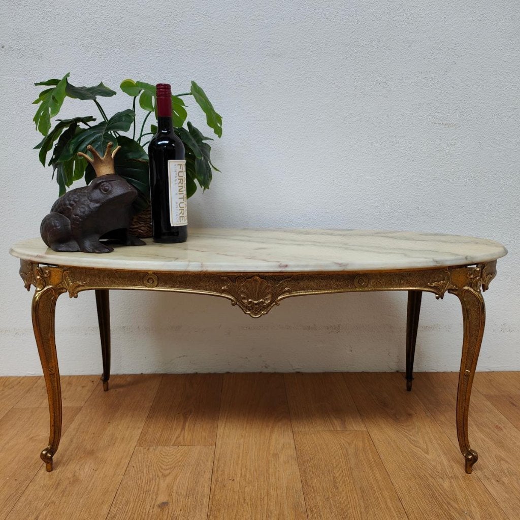 Vintage Regency ovale salontafel koffietafel marmer blad 908, Huis en Inrichting, Tafels | Salontafels, Valkenswaard, Gebruikt
