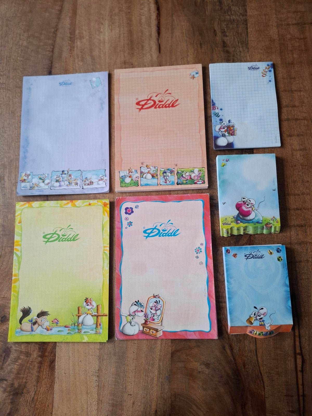 Diddl spulletjes, blokken en papier., Verzamelen, Diddl, Ophalen of Verzenden, Verschillende figuren, Zo goed als nieuw, Papier, Kaart of Schrift