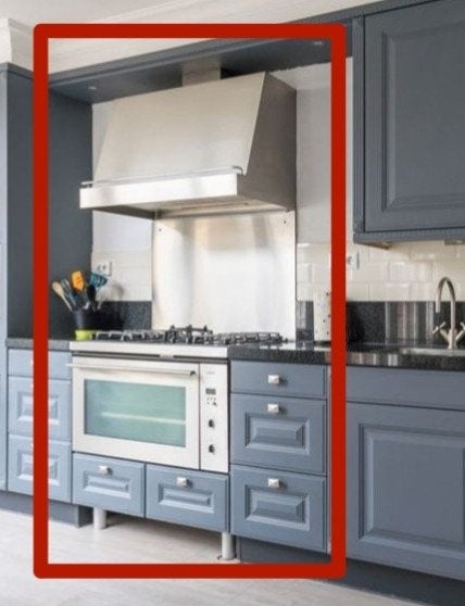 Oven, afzuigkap en gaskookplaat- Werkend, moet schoongemaakt, Ophalen, Gebruikt