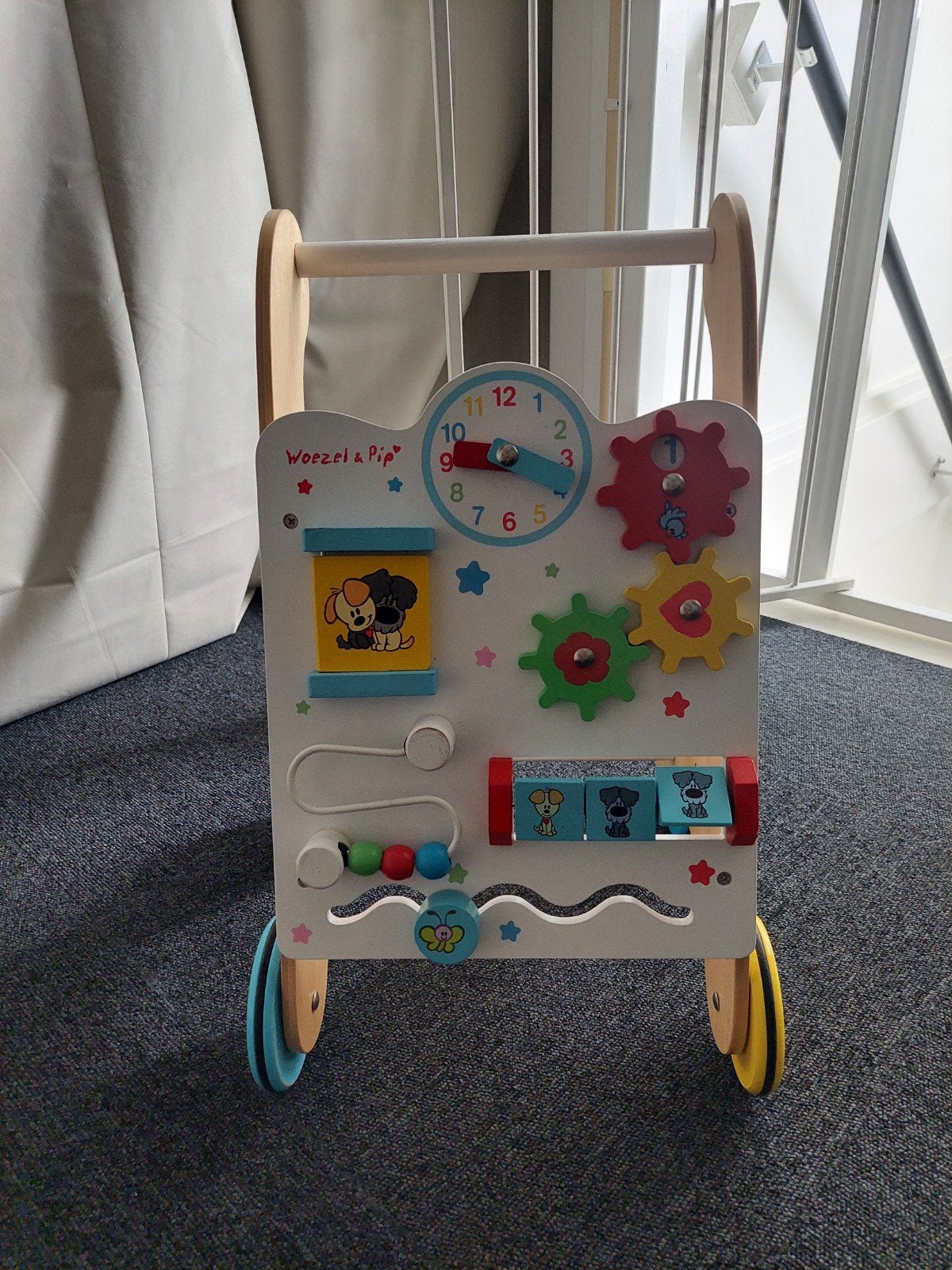 Woezel en PIp loopwagen, Kinderen en Baby's, Speelgoed | Houten speelgoed, Ophalen, Zo goed als nieuw, Duw- of Trekspeelgoed