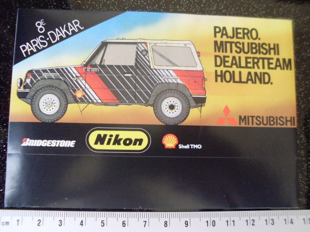 sticker 8e paris - dakar pajero mitsubishi dealerteam, Verzenden, Zo goed als nieuw, Bedrijf of Vereniging