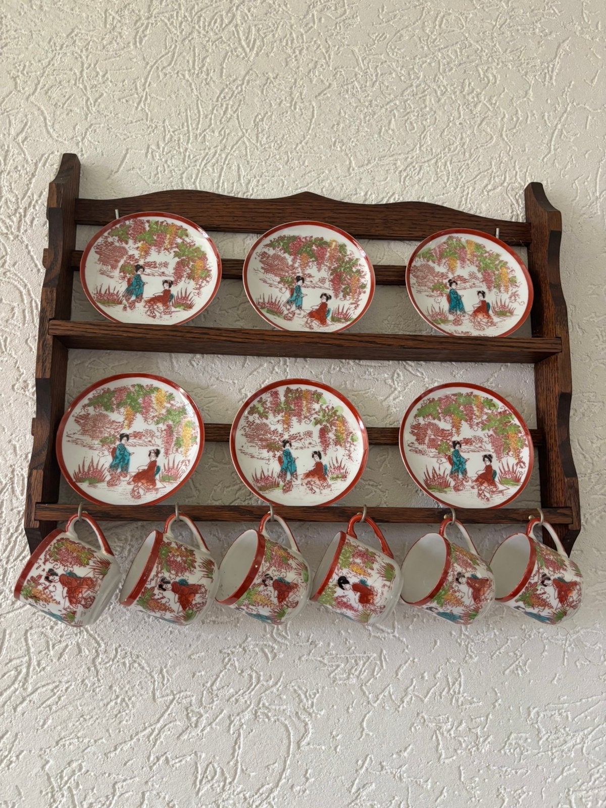 Vintage Japans theeservies met wandrek, Huis en Inrichting, Keuken | Servies, Ophalen, Gebruikt, Keramiek, Overige stijlen