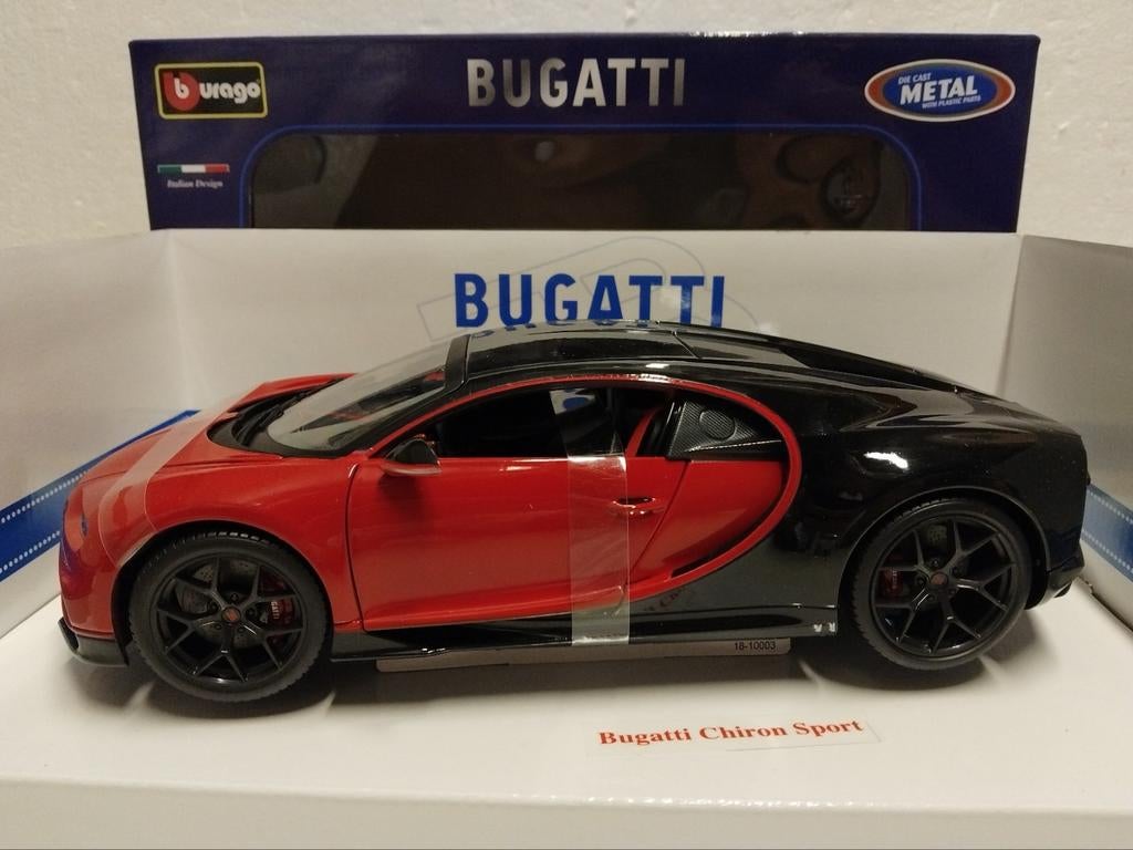 Bugatti Chiron twotone red/black Bburago metal 1:18 KRD, Ophalen of Verzenden, Zo goed als nieuw, Auto, Overige merken