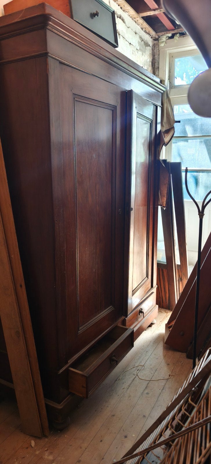 Antieke Biedermeier Mahoniehouten Linnenkast (ca. 1850-1880), Ophalen