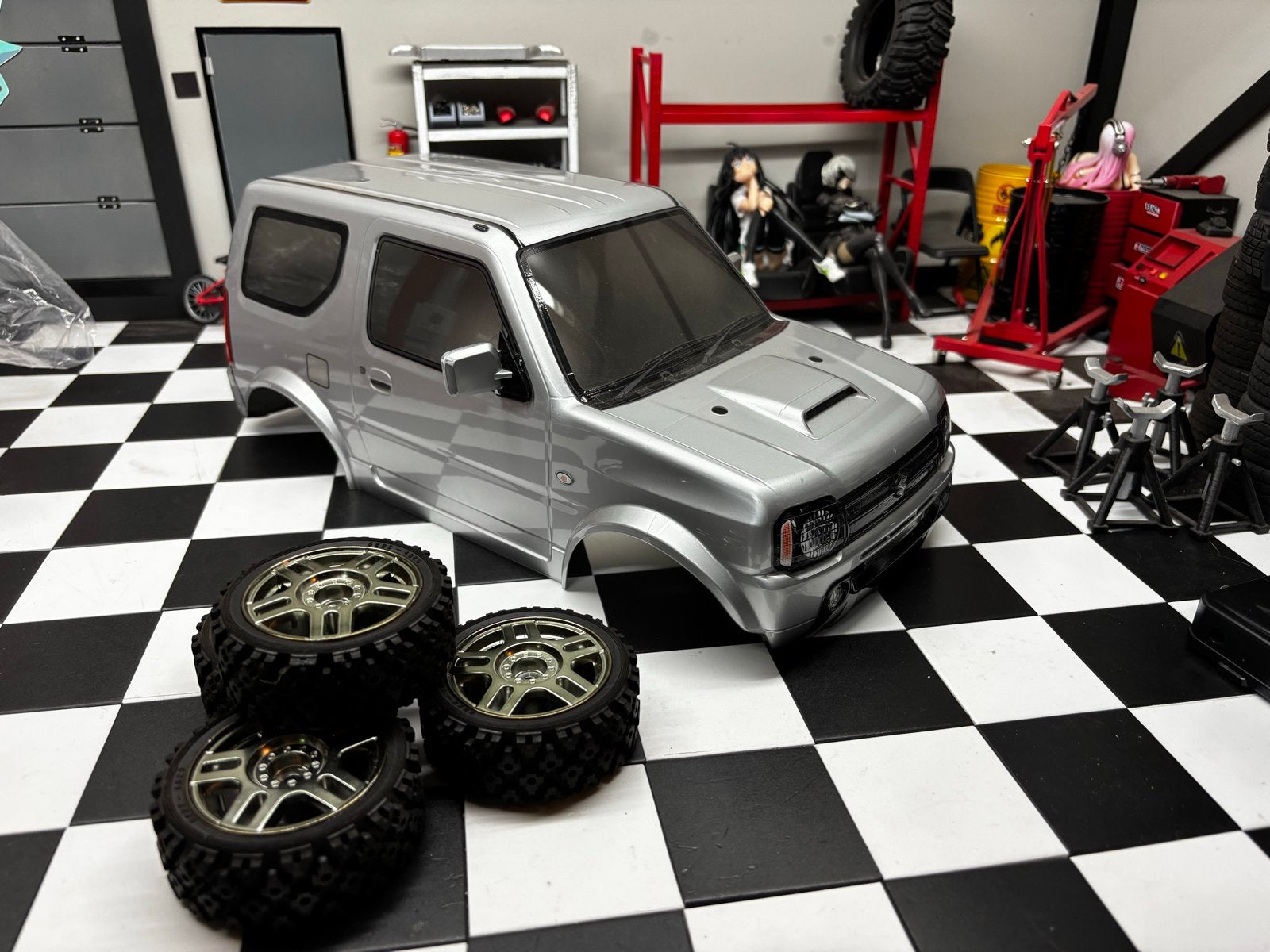 Suzuki Jimny RC Car Body met Wielen en Banden (M-Chassis), Gebruikt, Schaal 1:10, Onderdeel, Overige typen
