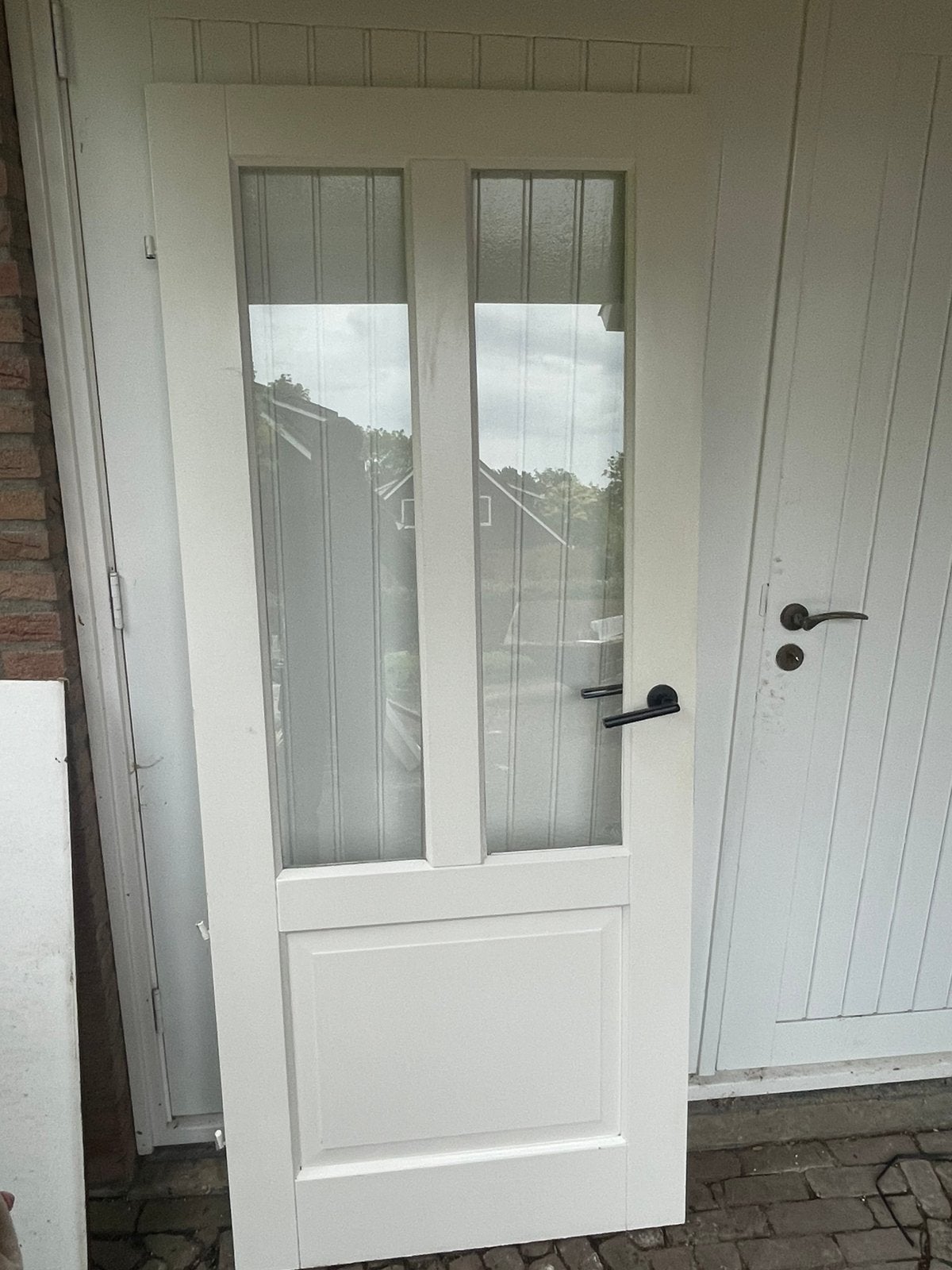 Binnendeur met glas, Doe-het-zelf en Verbouw, Deuren en Horren, Ophalen, Gebruikt, Binnendeur, 200 tot 215 cm