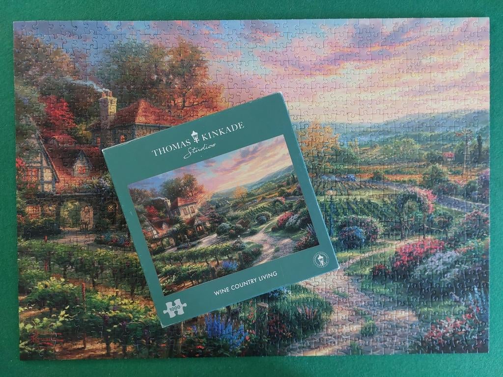 G Thomas Kinkade "Wine Country Living" puzzel 1000 stukjes, Ophalen of Verzenden, 500 t/m 1500 stukjes, Zo goed als nieuw, Legpuzzel