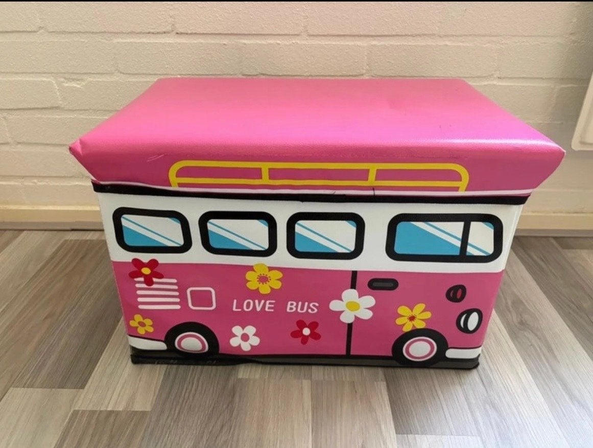 Roze 'Love Bus' Opbergbox / Speelgoedkist, Ophalen of Verzenden, Gebruikt