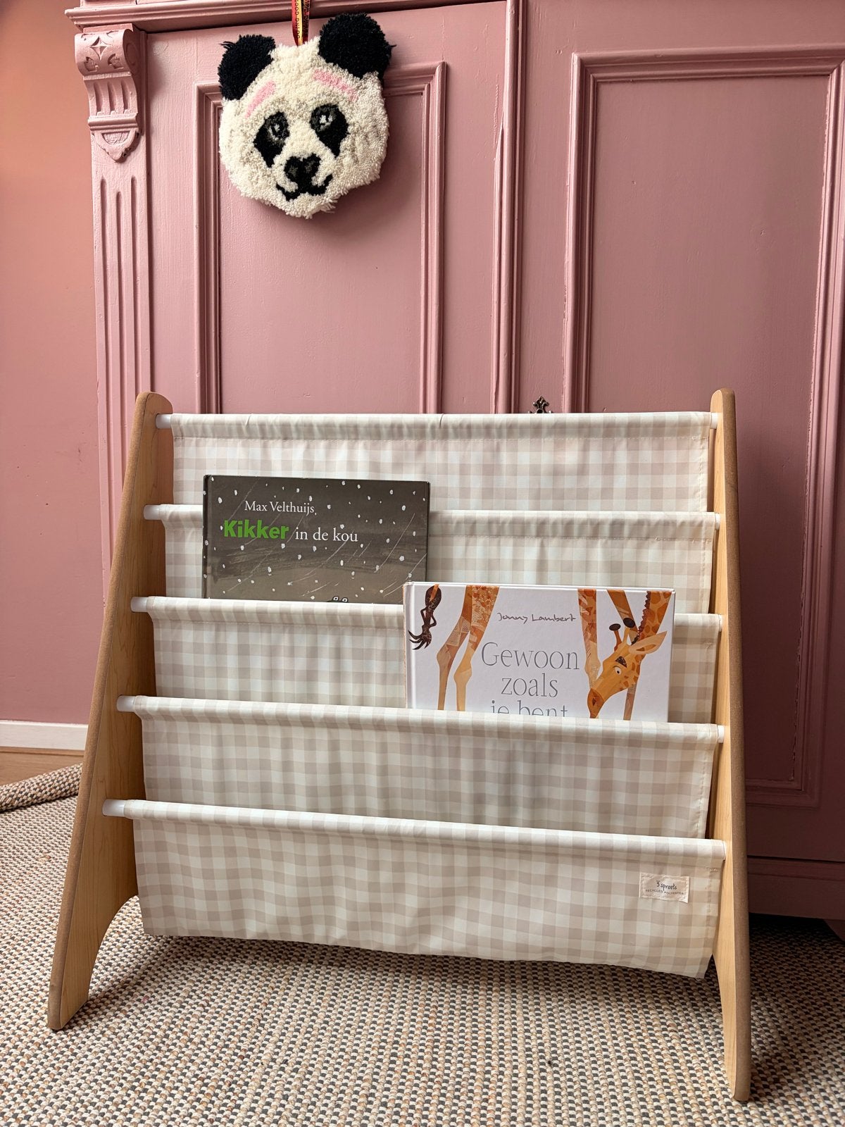 3 Sprouts Boekenrek 'Beige - Gingham' voor Kinderboeken, Ophalen, Zo goed als nieuw, Kast