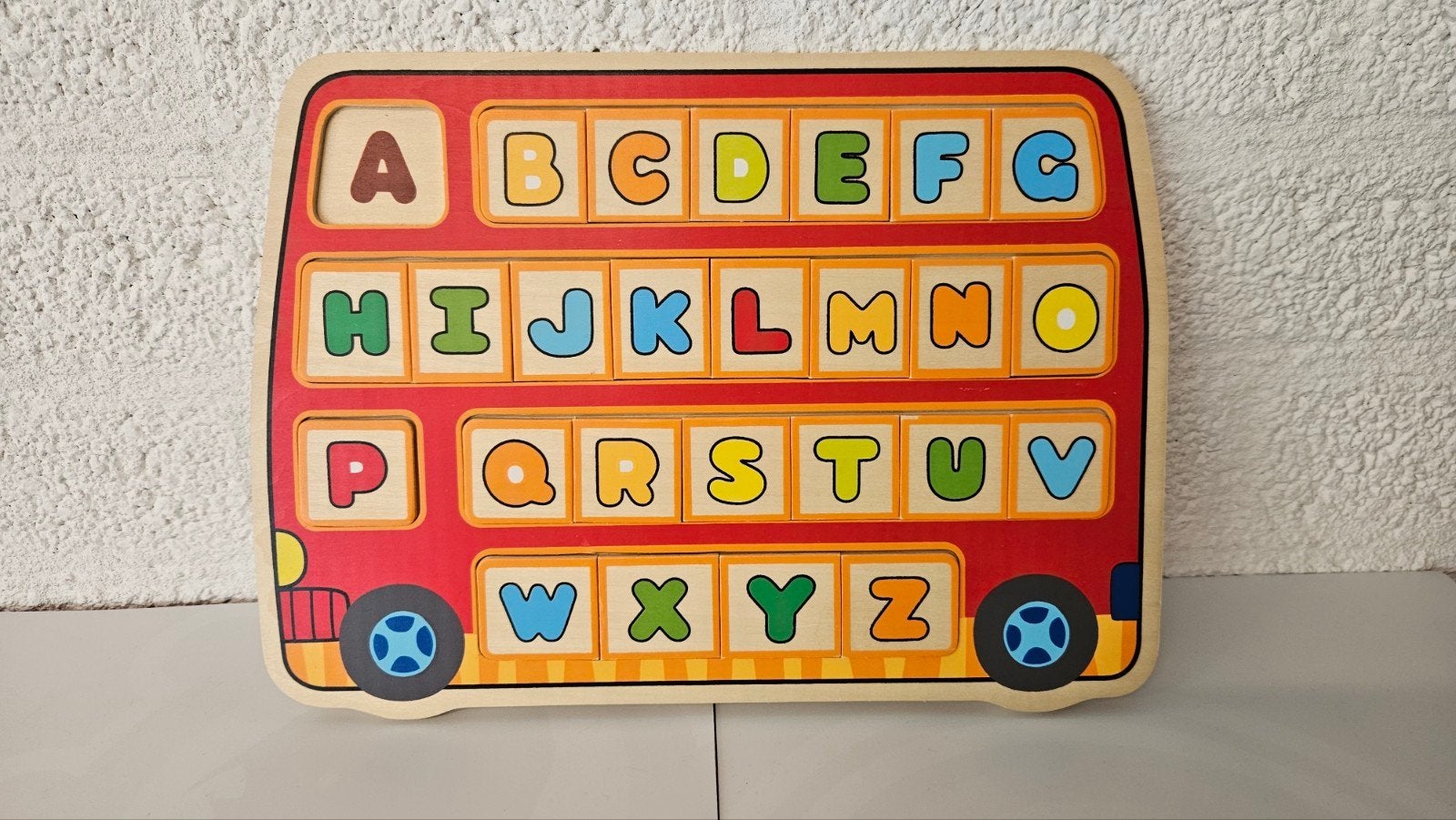 Houten Alfabet Puzzel Bus - Educatief Speelgoed, Ophalen, Zo goed als nieuw, Puzzelen