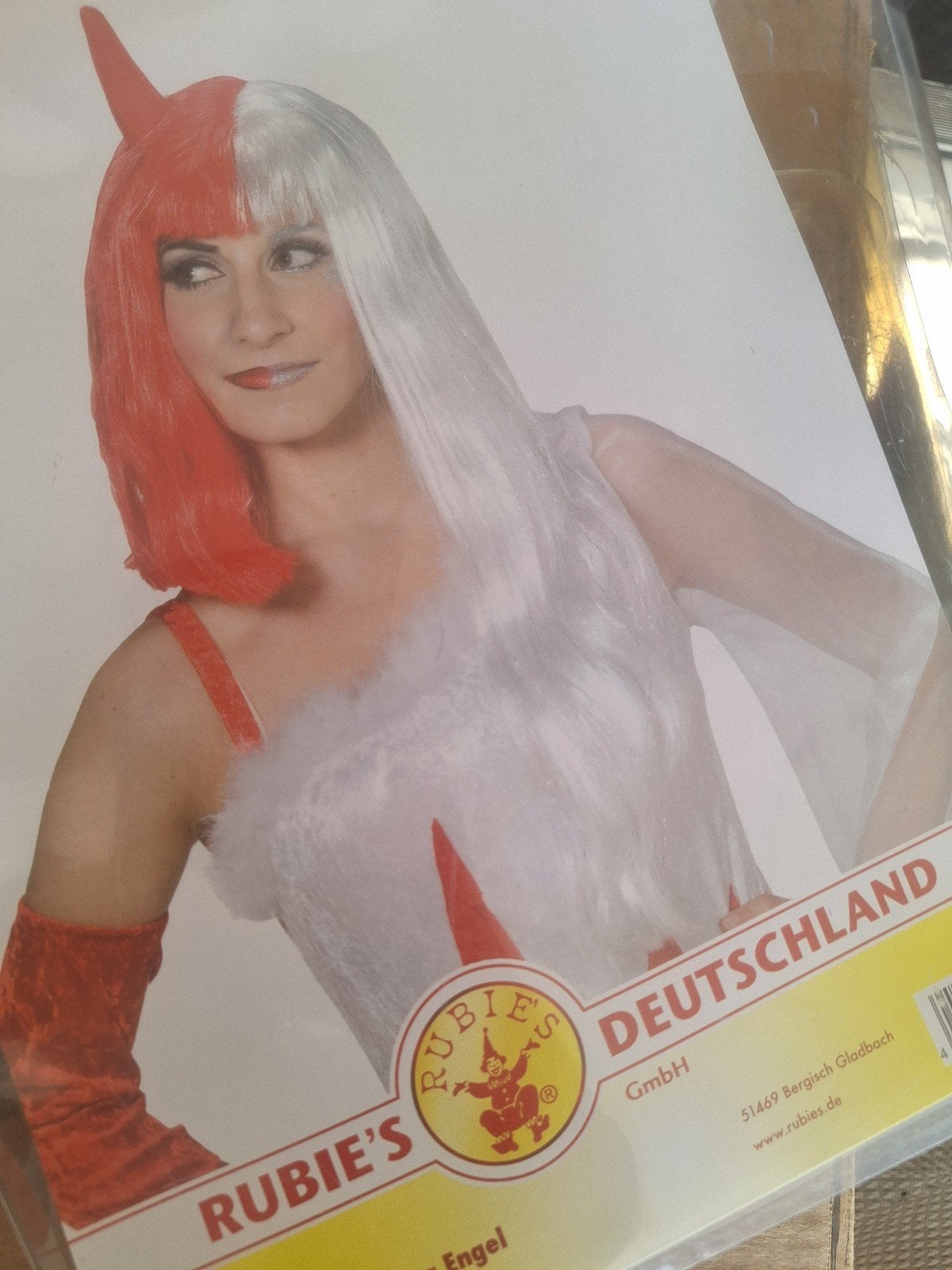 Duivel Engel Pruik - Halloween Verkleedpartij, Hobby en Vrije tijd, Ophalen of Verzenden, Zo goed als nieuw, Accessoires