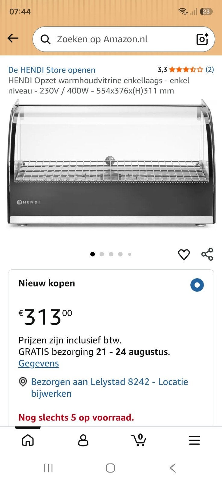 Hendi Verwarmde Vitrine - Ideaal voor snacks en meer!, Ophalen, Gebruikt