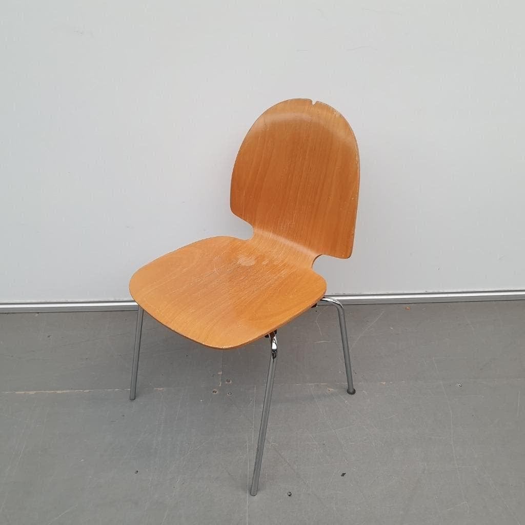 Set 4x houten stoelen met gebruikerssporen stapelbaar, Ophalen, Gebruikt, Bruin, Vijf, Zes of meer stoelen