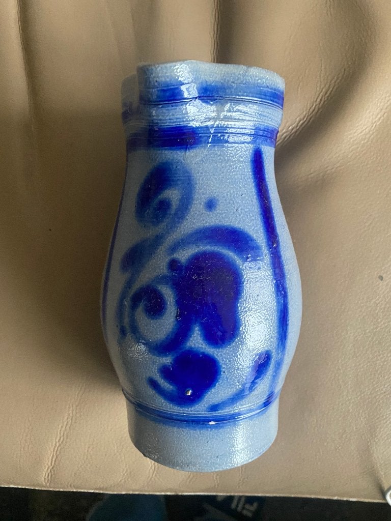 Blauw geglazuurde steengetrokken Keulse pot, Verzenden