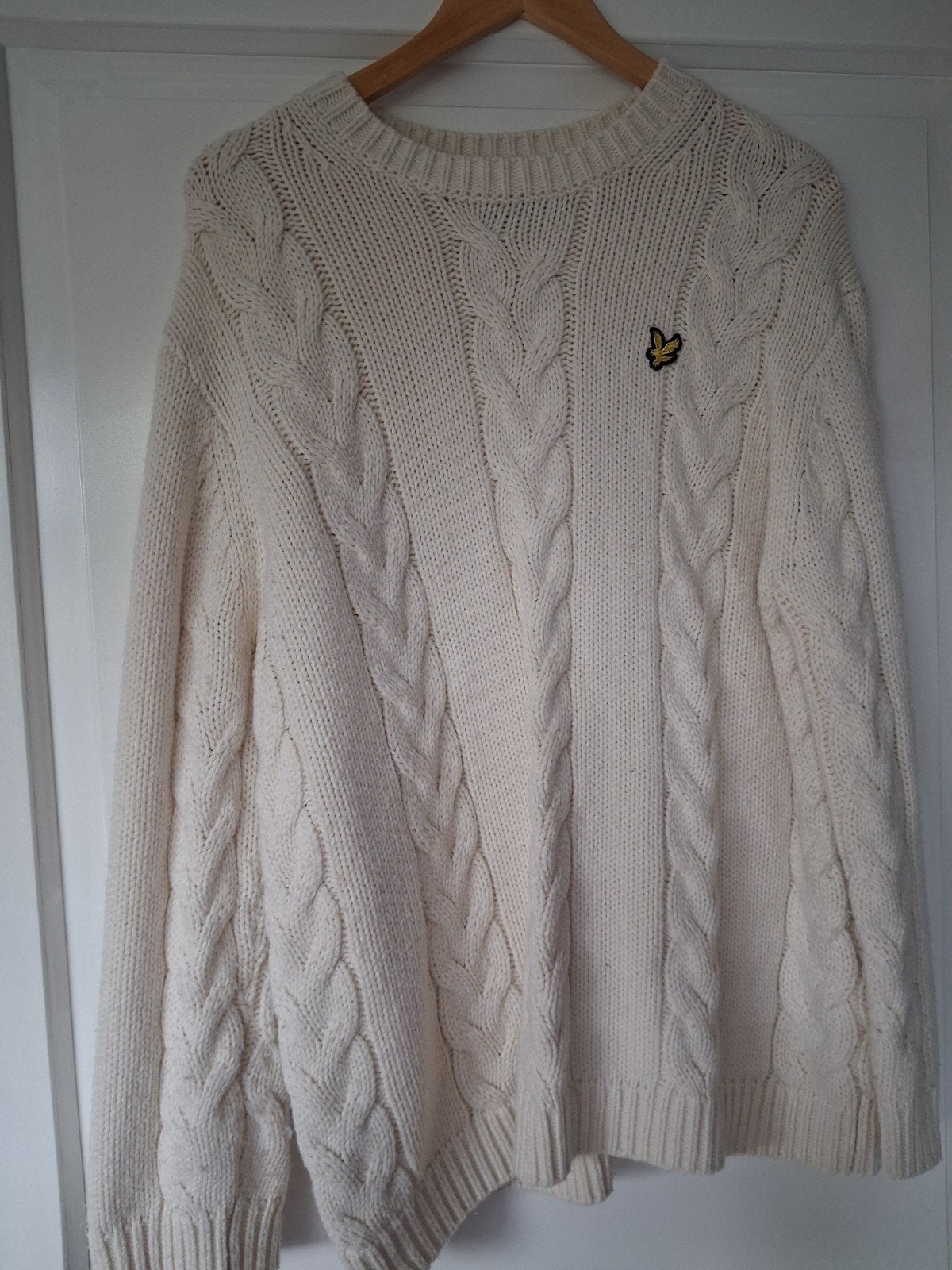 Lyle & Scott kabelgebreide trui, crème, maat Xl, Lyle & Scott, Wit, Maat 42/44 (L), Ophalen of Verzenden