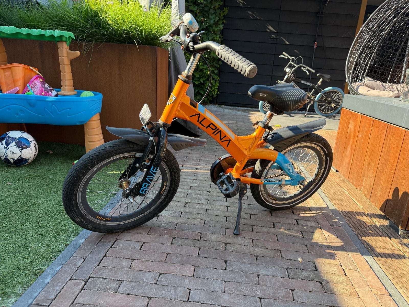 Alpina Brave kinderfiets - 16 inch - Oranje, Ophalen, Gebruikt, Velgrem, 16 tot 20 inch