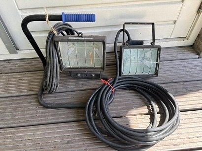 2 halogeen/bouw lampen 500W., Ophalen of Verzenden, Zo goed als nieuw, 200 tot 500 watt, Lamp met armatuur