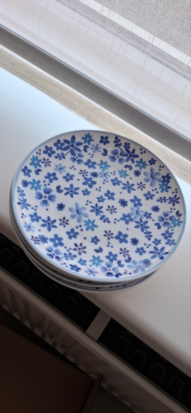 AH Servies: 5 Bloemenborden - Blauw & Wit, Ophalen, Keramiek, Zo goed als nieuw, Albert Heijn