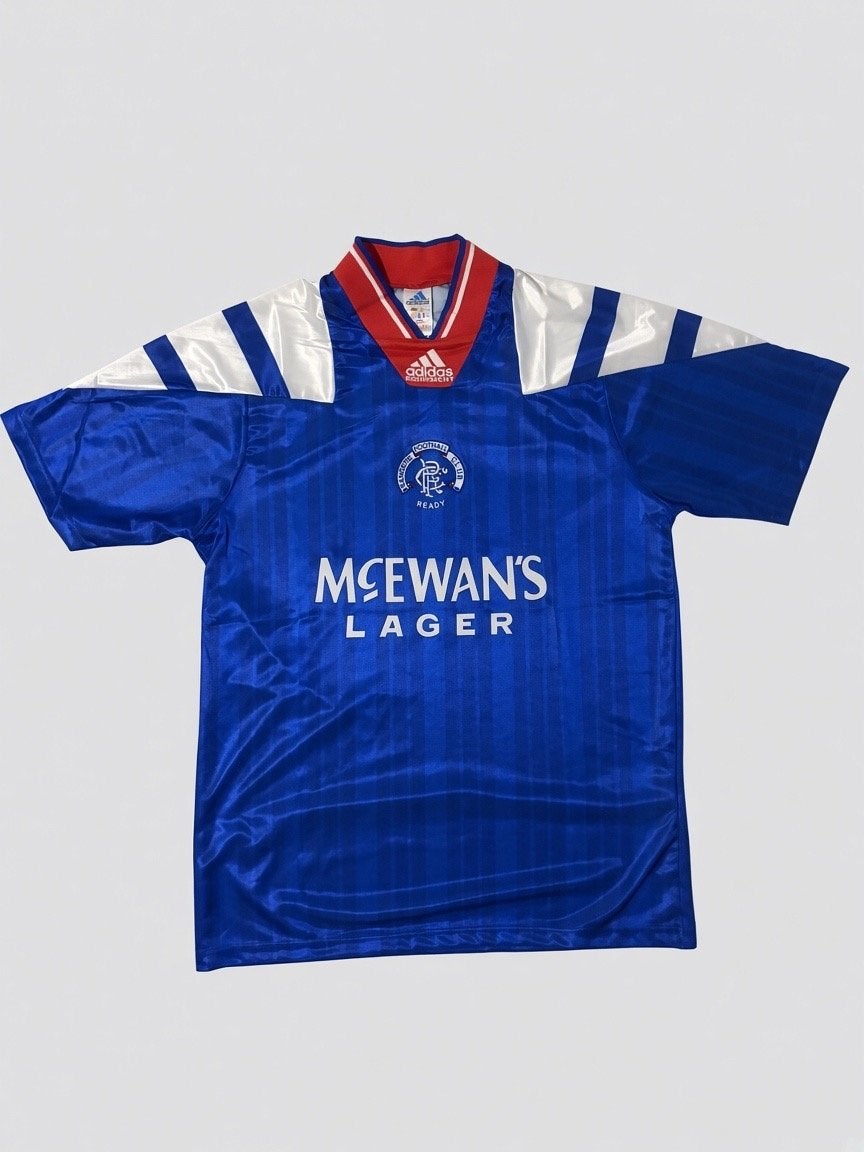 Vintage Adidas Rangers FC Thuisshirt McEwan's Lager, Blauw, Ophalen of Verzenden, Voetbal, Maat 56/58 (XL)