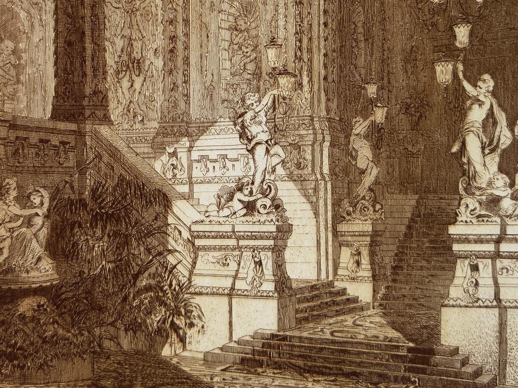 1877 - Antieke staalgravure - Klassiek interieur Parijs, Verzenden