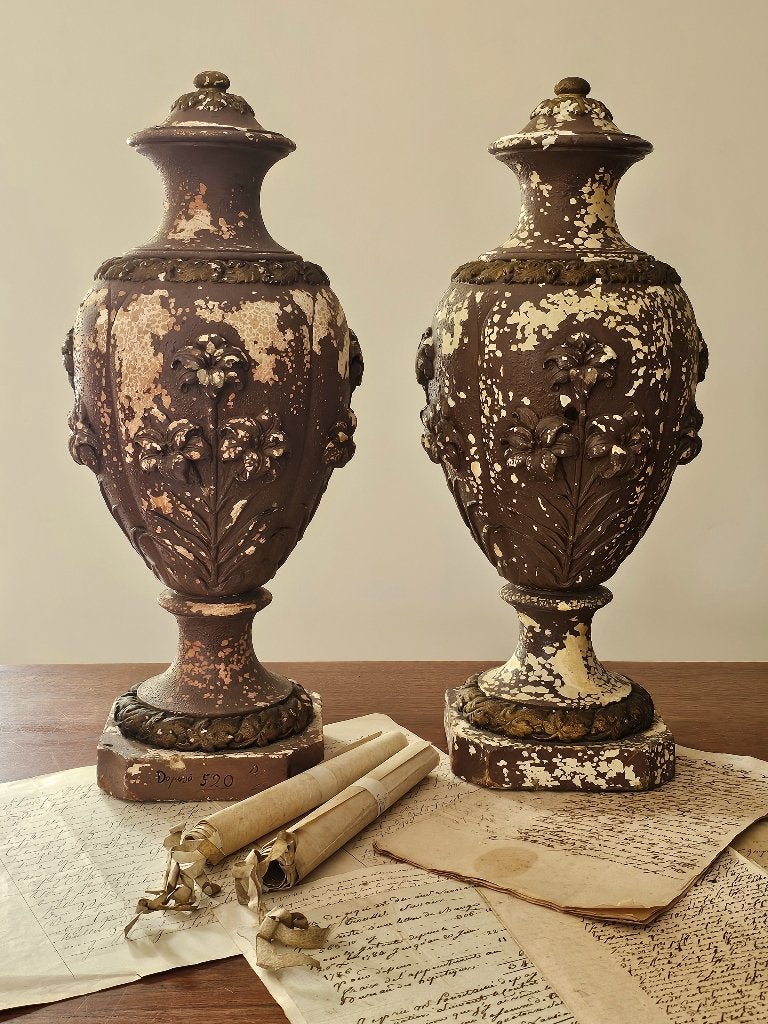 2 antieke Franse urn vazen / urnen potten vaas * gemerkt, Ophalen of Verzenden