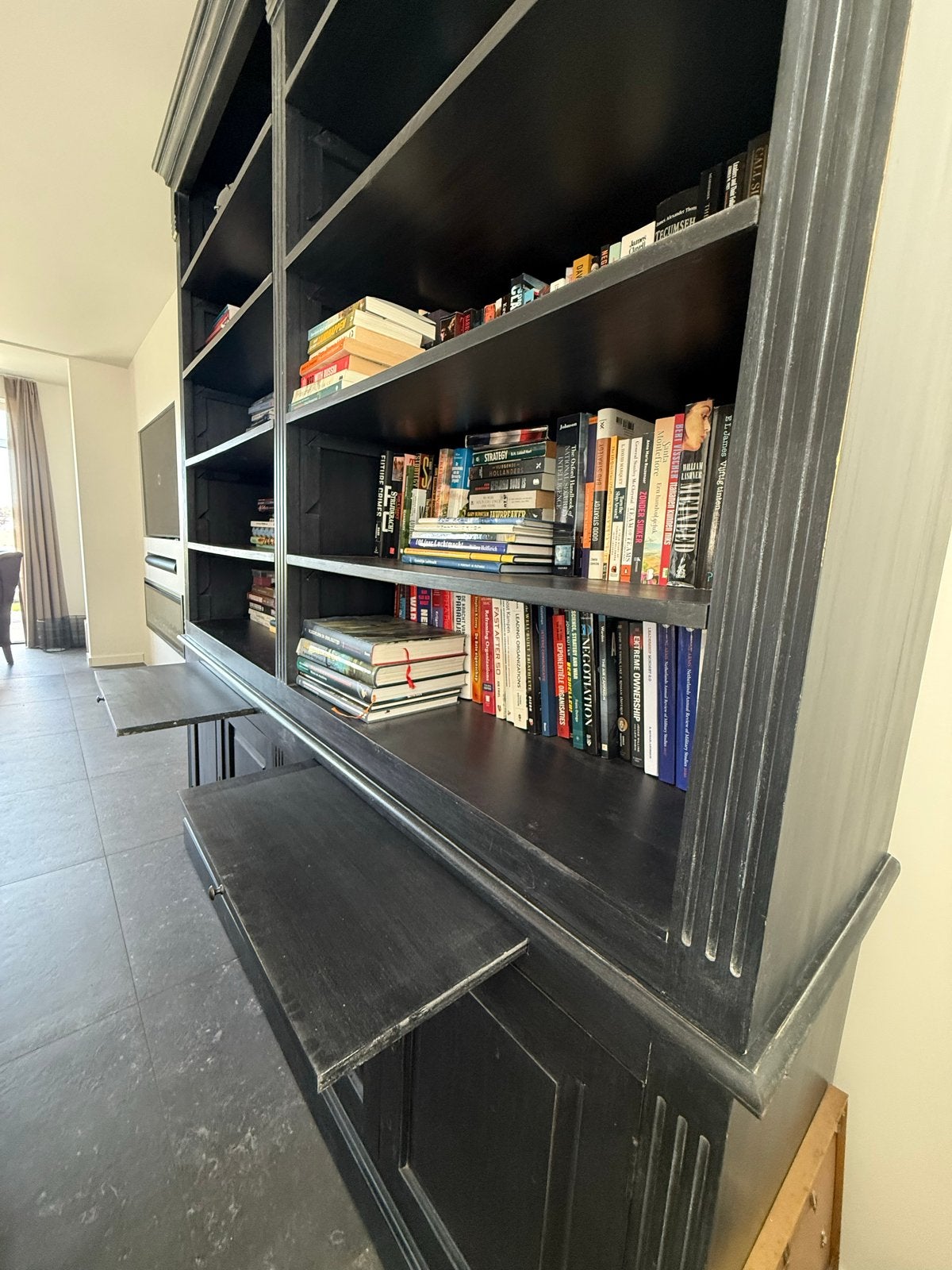 Teakhouten boekenkast met verstelbare planken, Met plank(en), Gebruikt, 200 cm of meer, Teakhout