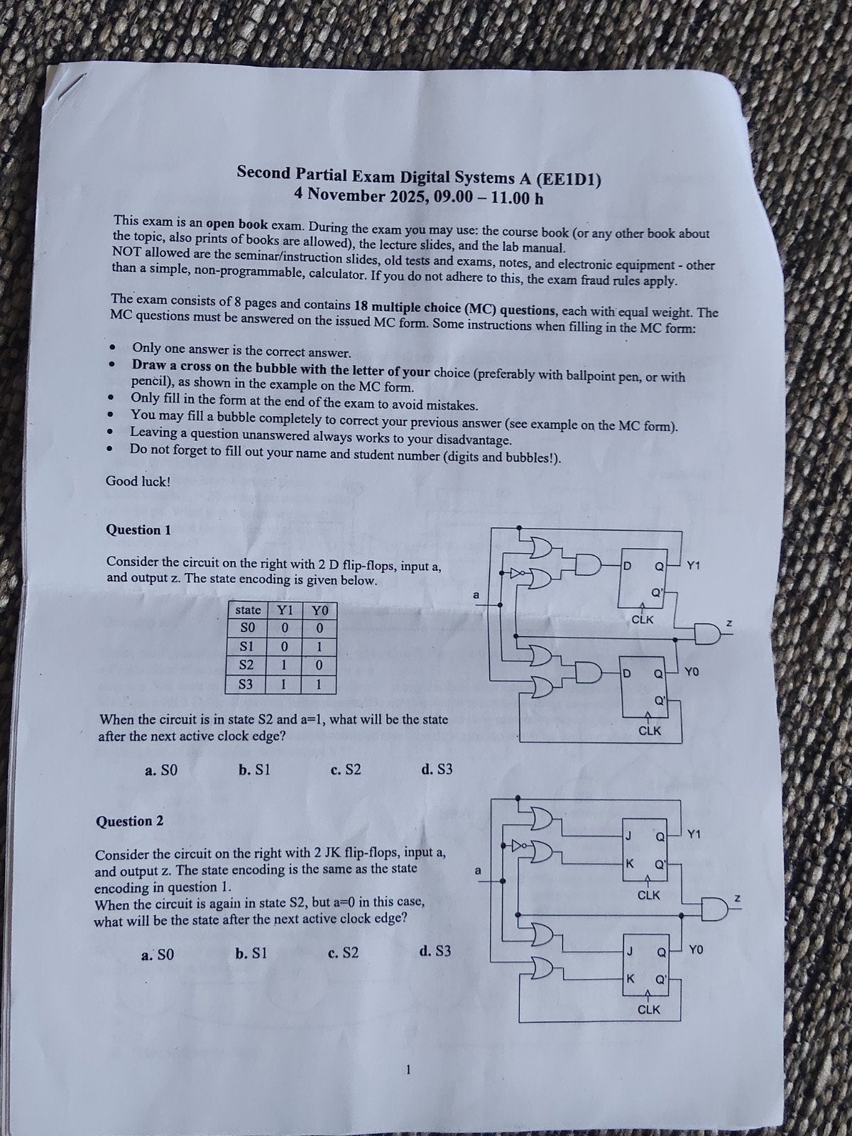 Oefenexamen Digitale Systemen A (EE1D1) - TU Delft, Boeken, Studieboeken en Cursussen, Ophalen of Verzenden, Beta, Gelezen, WO
