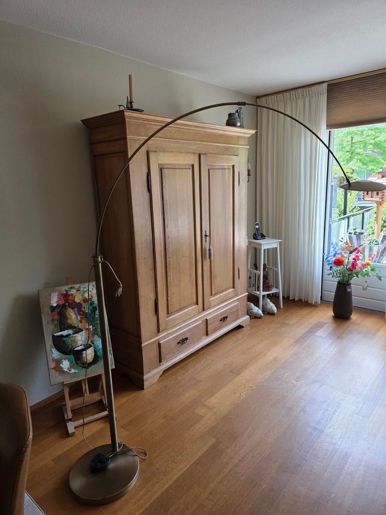 Booglamp met kapot halogeen lampje en glaasje - gratis, Gebruikt, 200 cm of meer, Ophalen of Verzenden, Glas