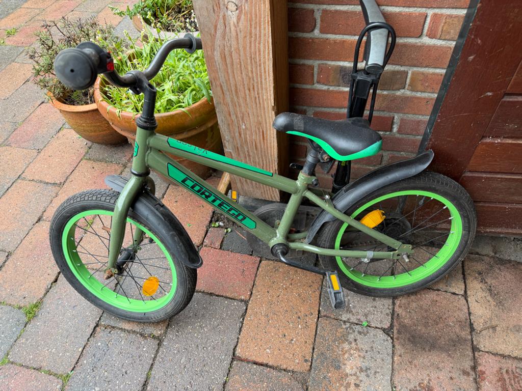 Cortego kinderfiets 16 inch - Groen, Ophalen, Gebruikt, Staal, 16 tot 20 inch
