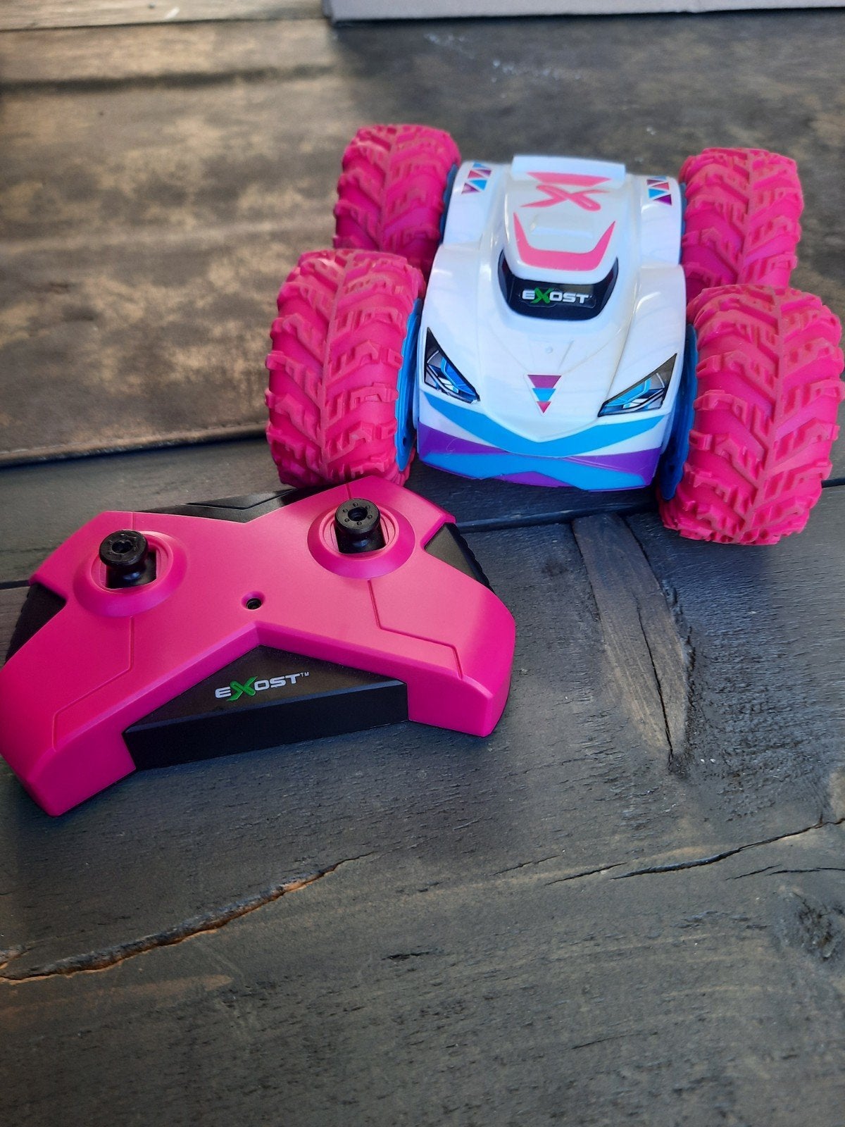 Exost 360 Mini Flip RC Auto - Wit/Roze, Elektro, Auto offroad, Ophalen of Verzenden, Zo goed als nieuw