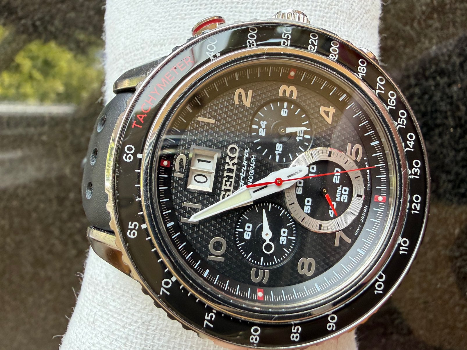 SEIKO SPORTURA CHRONOGRAPH Black. €245, Ophalen of Verzenden, Zo goed als nieuw
