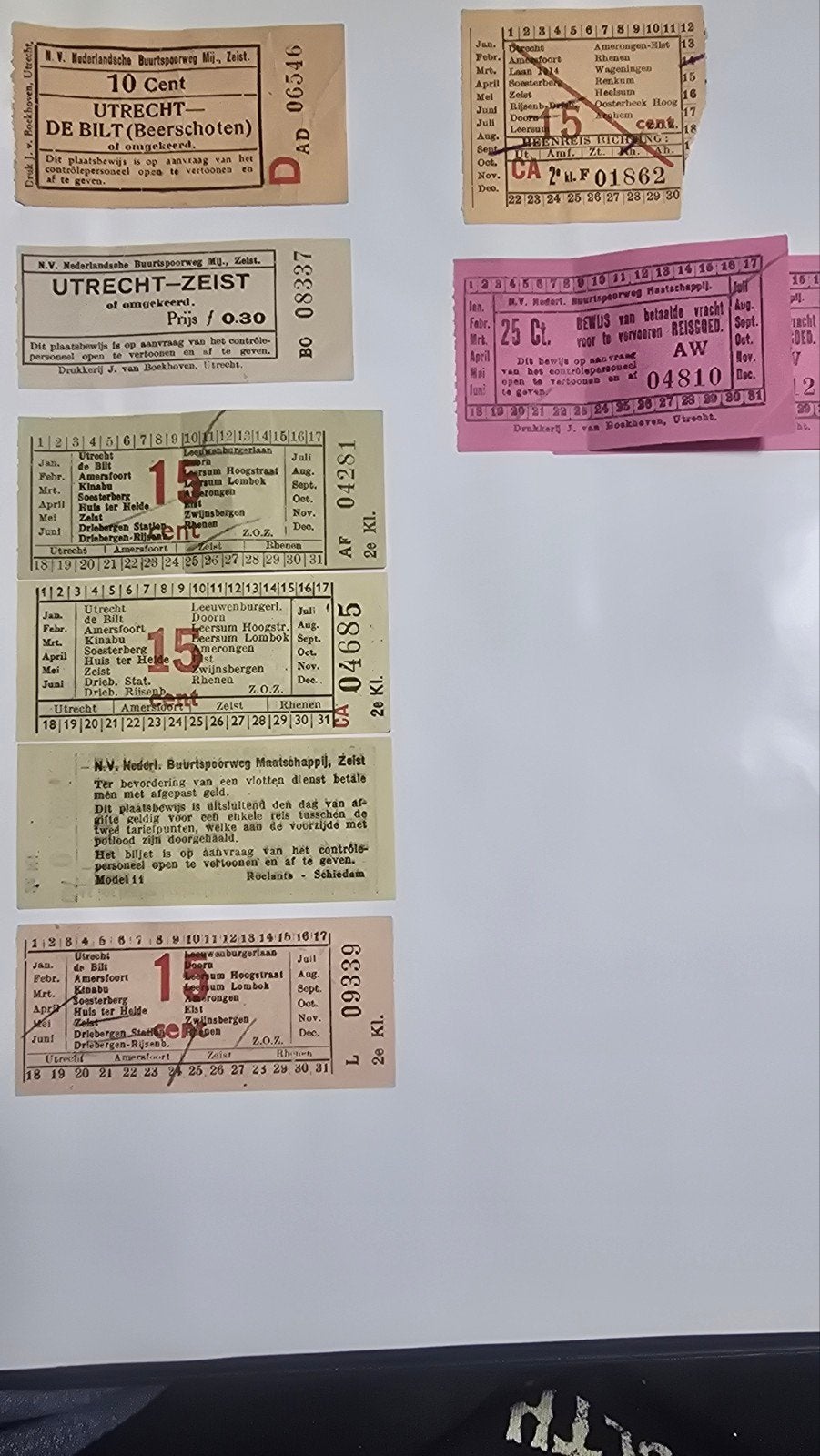 9 Oude Nederlandse Buurtspoorweg Maatschappij Tickets, Verzamelen, Ophalen of Verzenden, Gebruikt, Trein