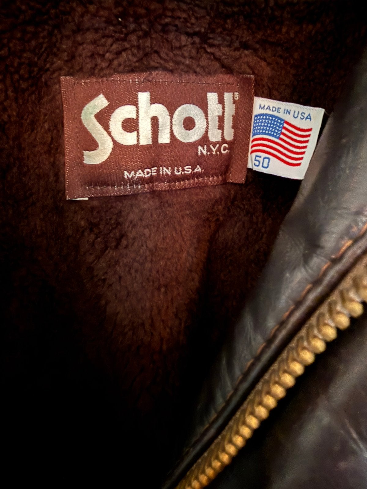 Schott USA 184SM vliegeniers jack flight jacket, Ophalen of Verzenden, Zo goed als nieuw, Maat 48/50 (M), Bruin