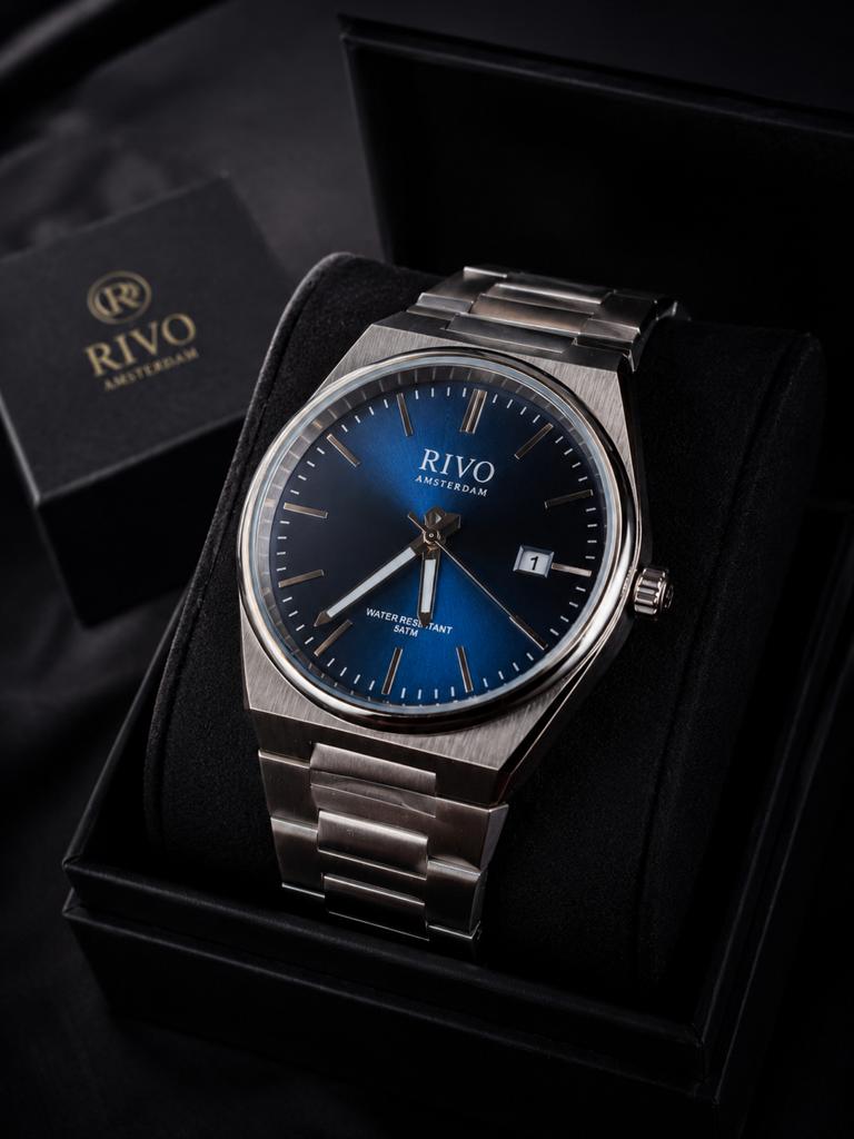 Nieuw RIVO Amsterdam Horloge – Premium Blue Dial, Sieraden, Tassen en Uiterlijk, Horloges | Heren, Overige merken, Staal, Polshorloge