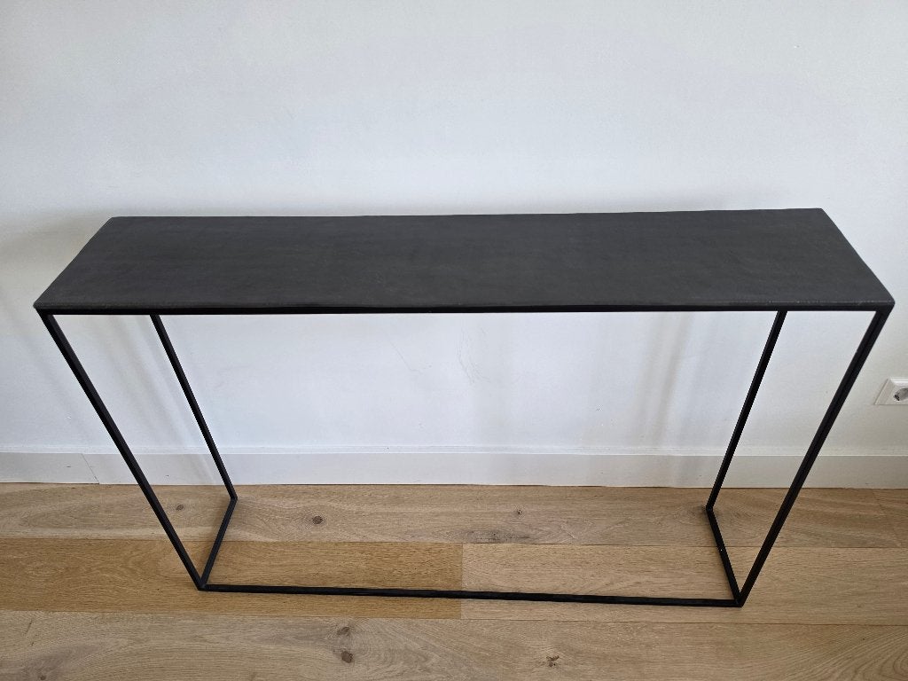 Metalen Side Table Zwart 120 x 80 x 25 Cm (L x H x D), 100 tot 150 cm, Ophalen of Verzenden, Zo goed als nieuw, Metaal