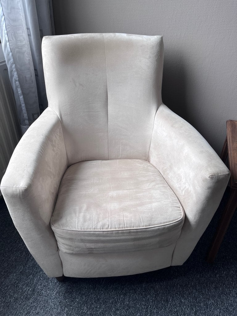 2x fauteuil creme kleur, Ophalen, Gebruikt, 75 tot 100 cm, Stof