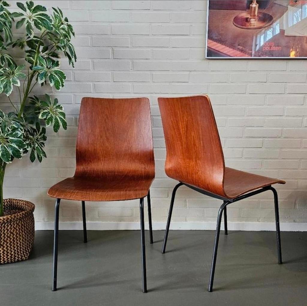 2 Friso Kramer stoelen Euroika serie Auping jr 60 Vintage, Huis en Inrichting, Stoelen, Twee, Bruin, Ophalen of Verzenden, Zo goed als nieuw
