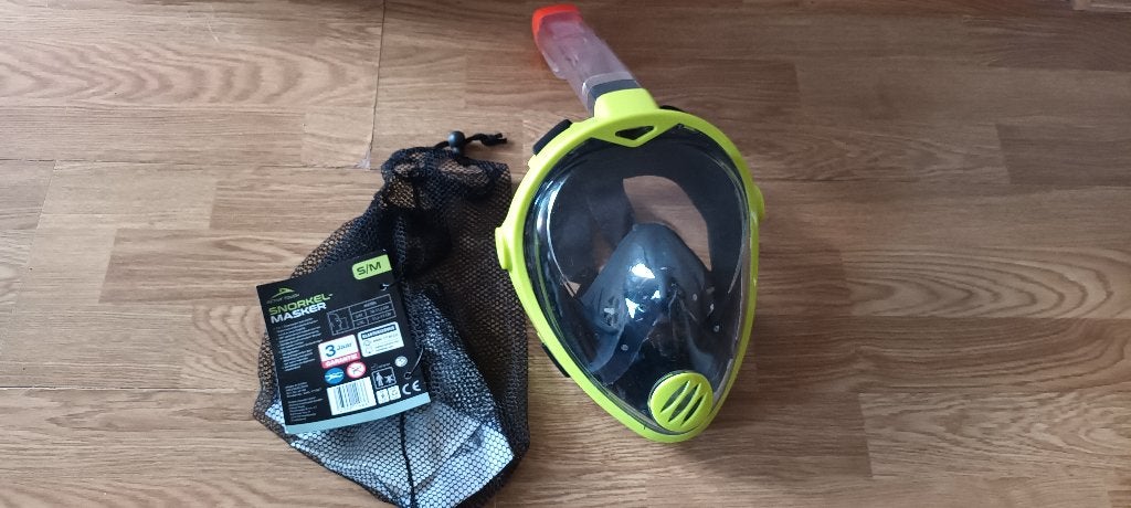 Limegroen snorkelmasker maat S/M, Ophalen of Verzenden, Gebruikt, Snorkelmasker