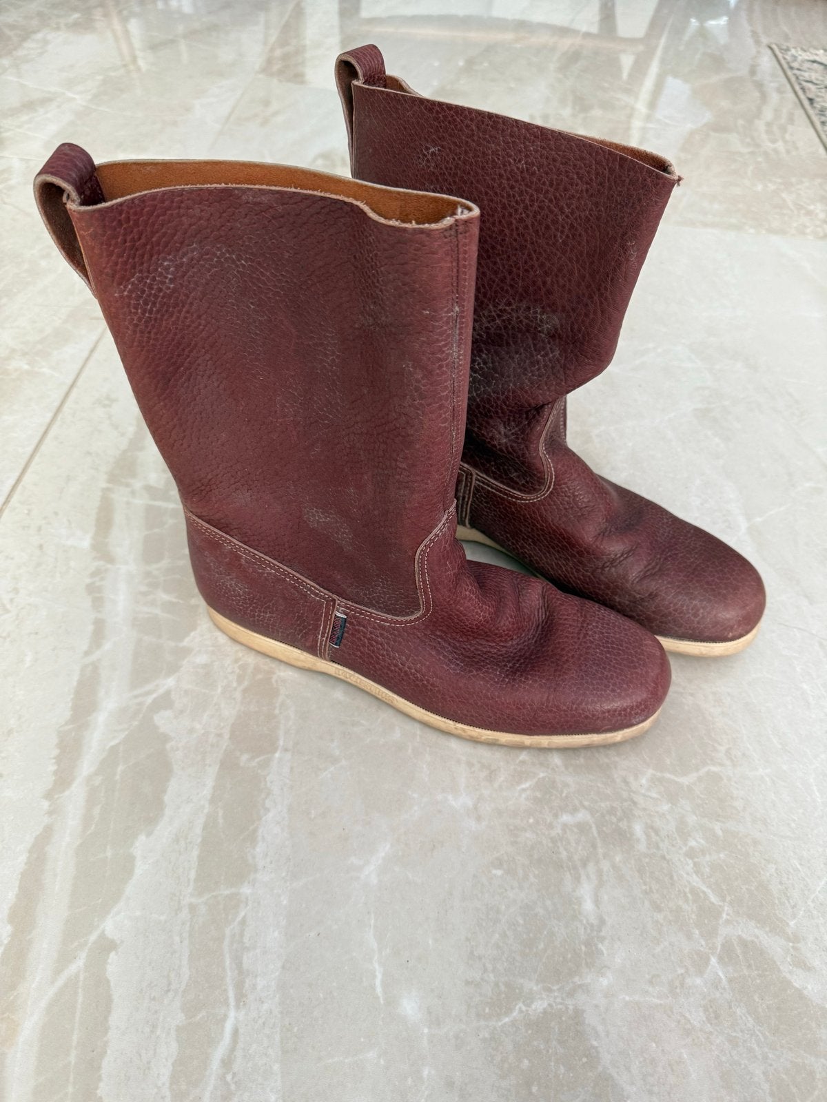 Vintage Sebago Docksides zeil laarzen van leer - Maat 44, Ophalen, Gedragen, Bruin, Boots