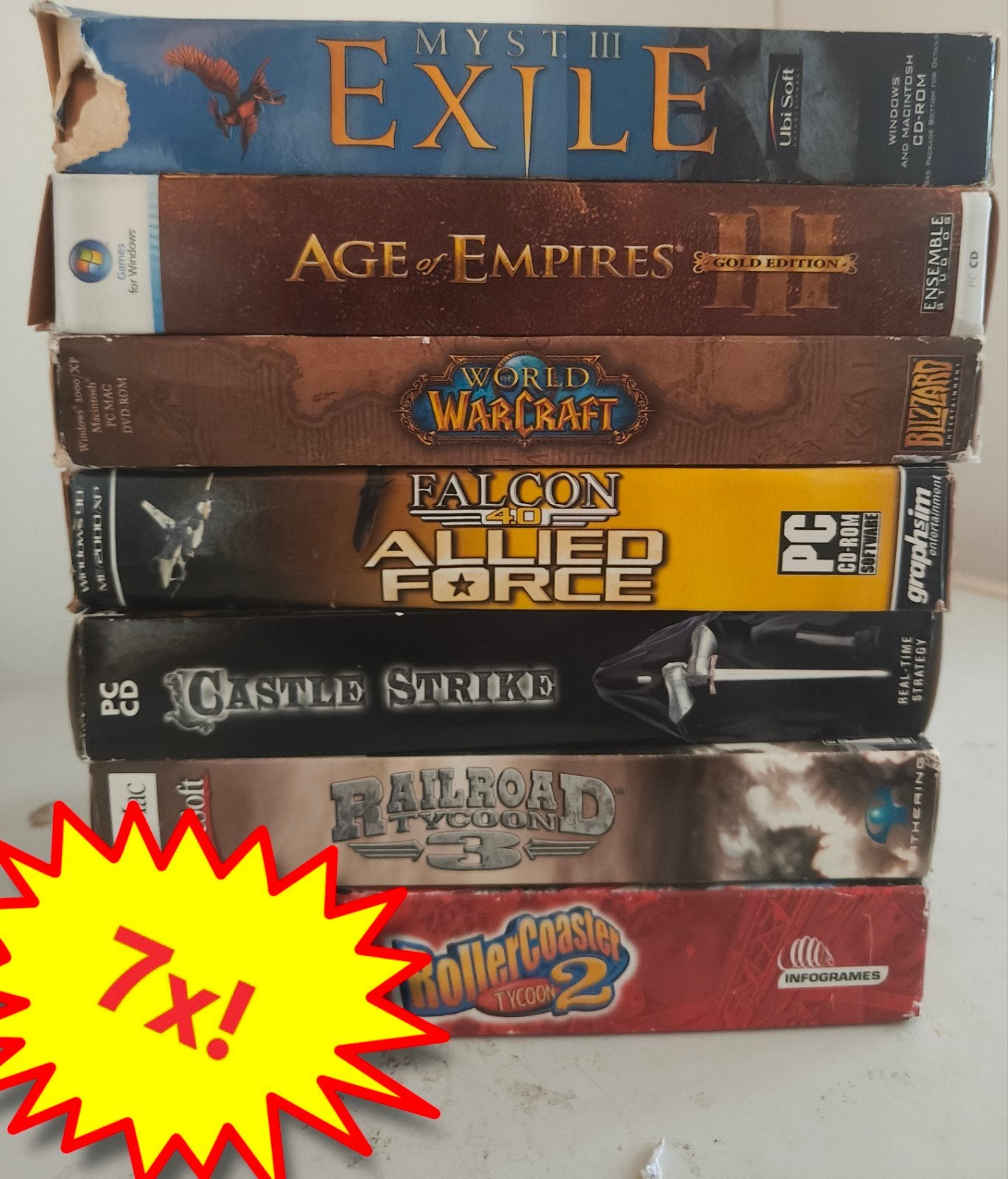 7x PC Games MAC DOS/Windows 95/98 - Myst, Age of Empires lII, Spelcomputers en Games, Games | Pc, 1 speler, Ophalen of Verzenden