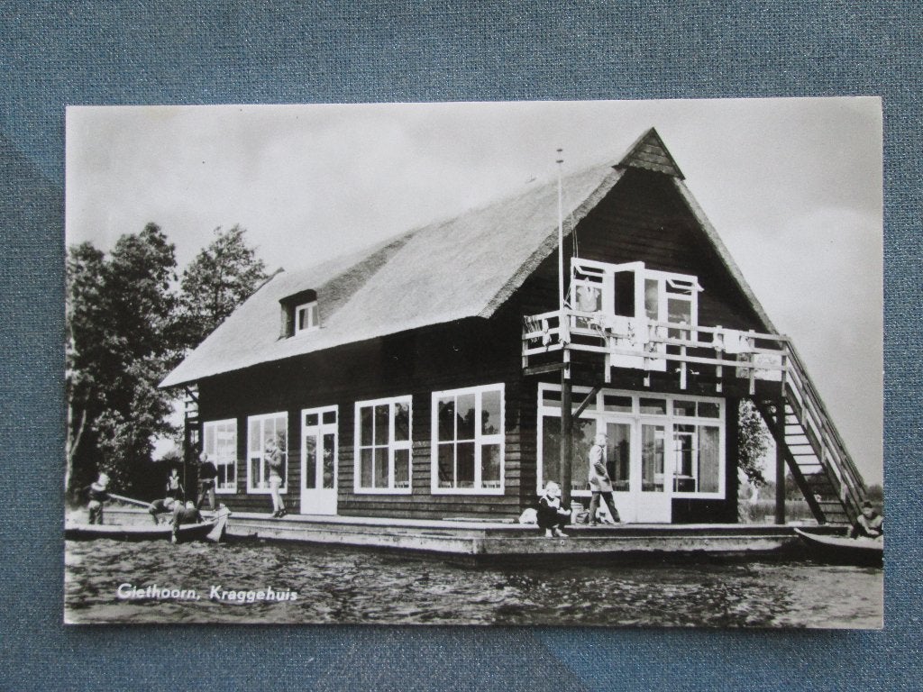 Echte foto Keggehuis Giethoorn Hotel Centrum roeiboot kind, Ophalen of Verzenden, Voor 1920, Overijssel