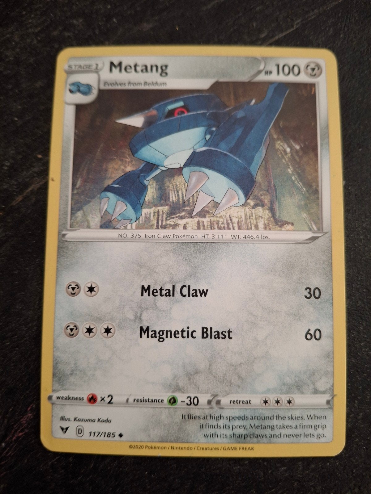 Pokemon kaart Metang 117/185, Ophalen of Verzenden, Zo goed als nieuw, Losse kaart