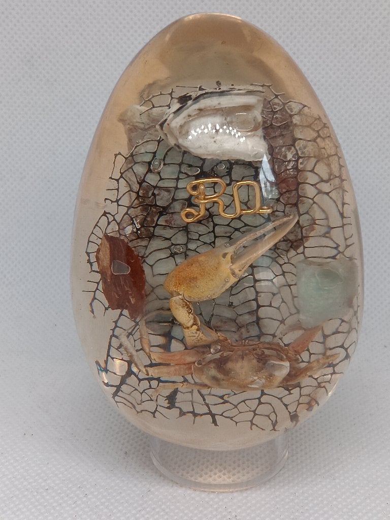 Vintage hars-ei met Krab / maritiem diorama en mineralen, Ophalen of Verzenden, Gebruikt, Overige typen