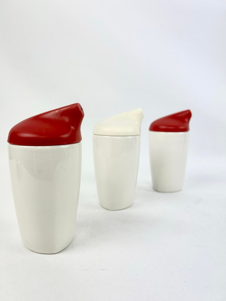 Arabia Finland EGO Melkkan - 2x rood, 1x wit - Nieuwstaat, Ophalen of Verzenden