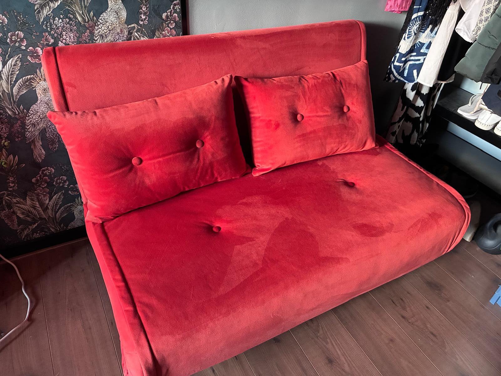 FUNKY kleine Haru slaapbank, zuiveroranje fluweel Nieuwstaat, Huis en Inrichting, Slaapkamer | Slaapbanken, Ophalen, Overige kleuren