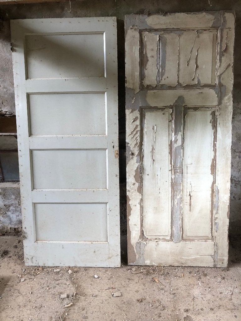 2 antieke vintage paneeldeuren, Ophalen, Gebruikt, 80 tot 100 cm, Binnendeur