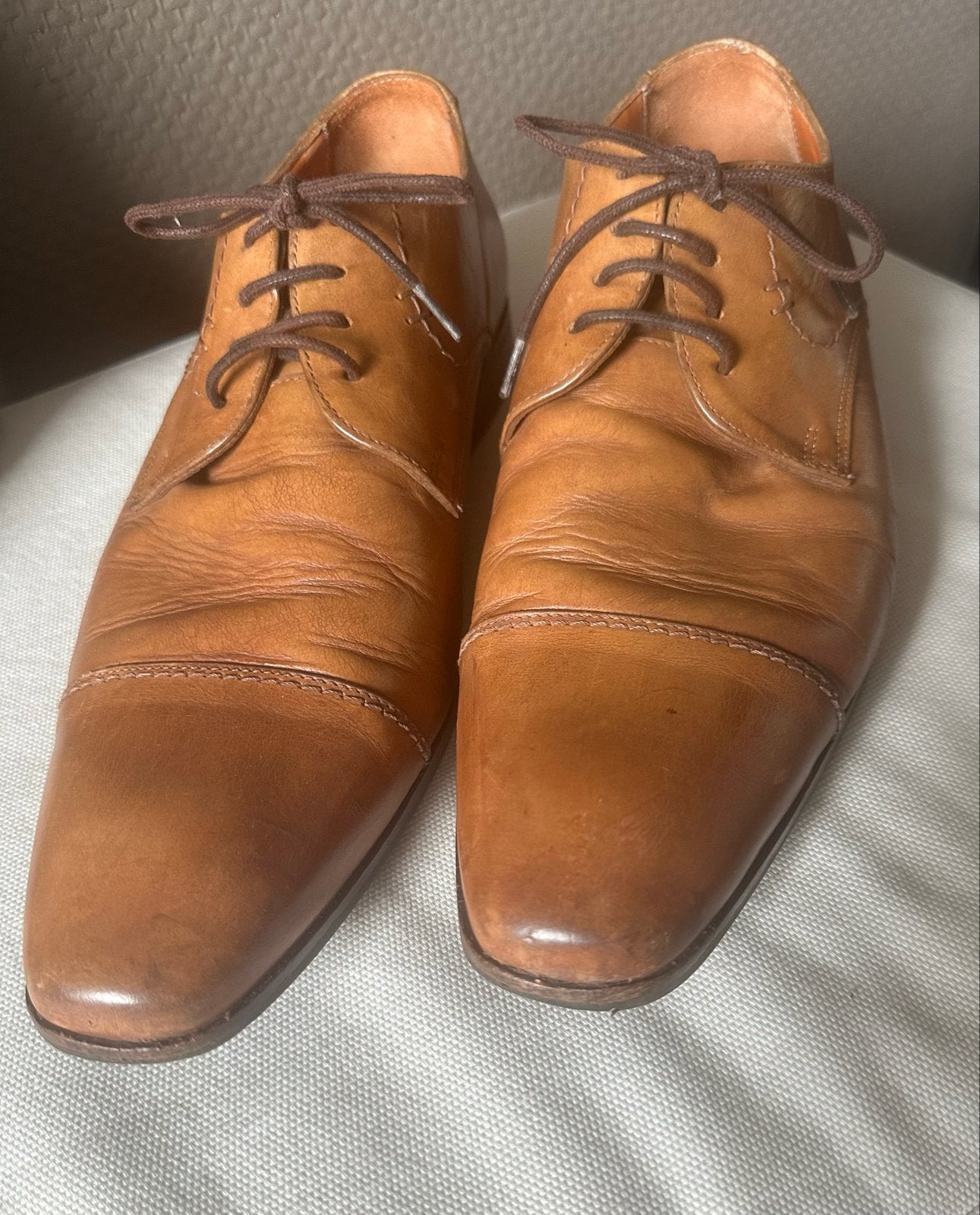 Van Lier Herenschoenen Maat 43 Cognac - Zeer Goede Staat, Ophalen, Bruin, Gedragen, Veterschoenen