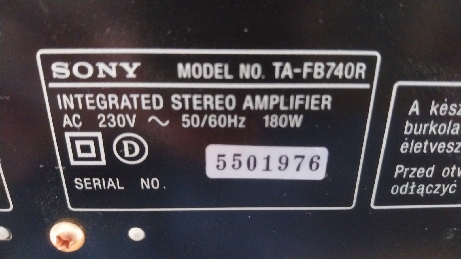 Sony TA-FB740R QS Versterker Phono ingang Tulp, Ophalen of Verzenden, Zo goed als nieuw, Sony, 120 watt of meer