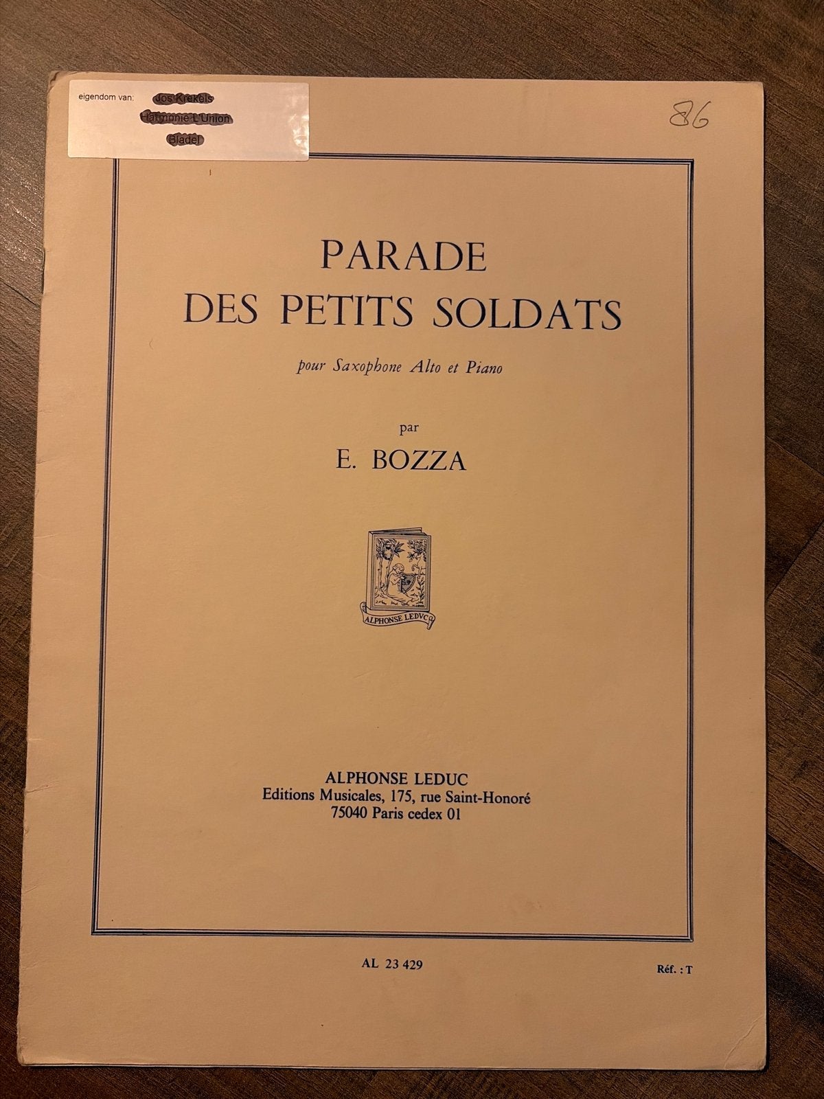 Parade des Petits Soldats - Saxofoon Alto en Piano - E. Bozz, Gebruikt, Klassiek, Saxofoon, Ophalen of Verzenden