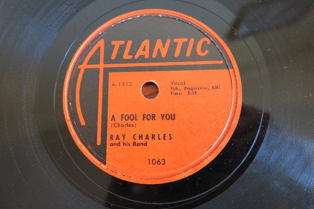 Ray Charles A Fool For You 78rpm 78 toeren wurlitzer seeburg, Gebruikt, 10 inch, Ophalen of Verzenden, Soul